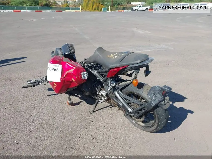 2017 Yamaha Fz09 VIN: JYARN53E0HA000921 Lot: 43420966