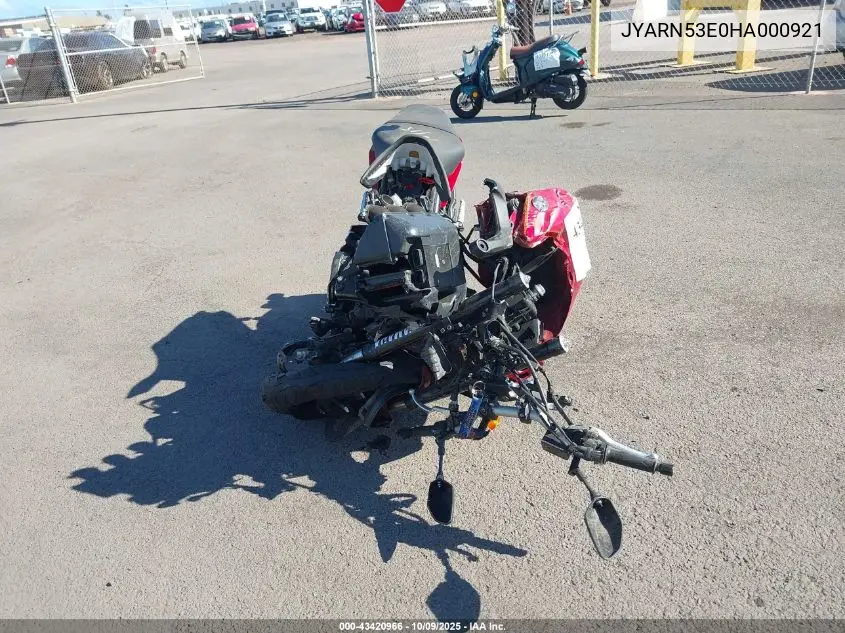 2017 Yamaha Fz09 VIN: JYARN53E0HA000921 Lot: 43420966