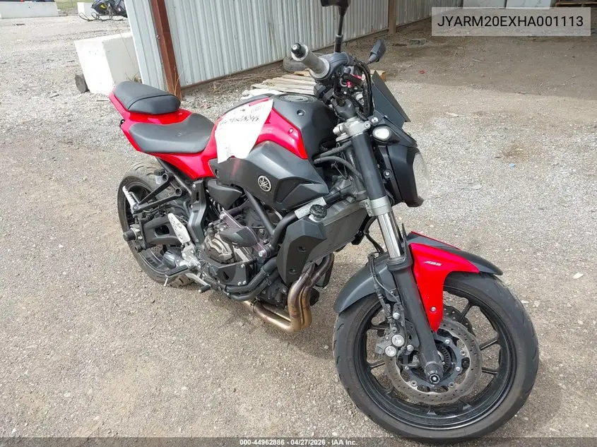 2017 Yamaha Fz07A VIN: JYARM20EXHA001113 Lot: 44962886