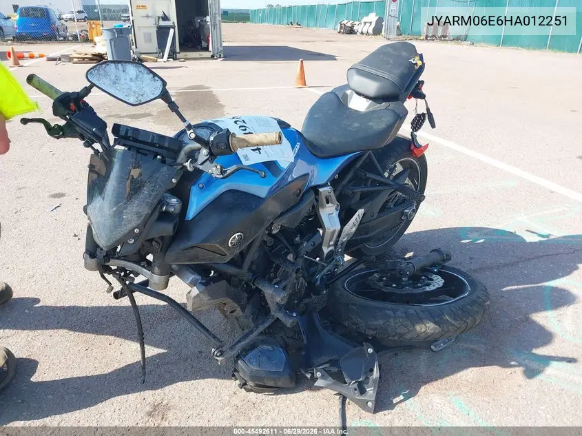 2017 Yamaha Fz07 VIN: JYARM06E6HA012251 Lot: 45492611