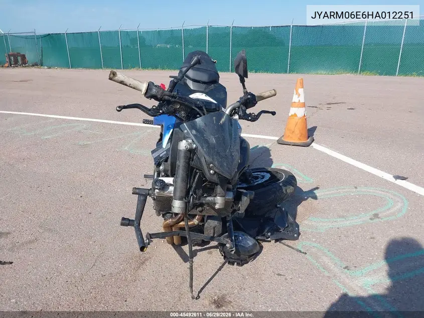 2017 Yamaha Fz07 VIN: JYARM06E6HA012251 Lot: 45492611