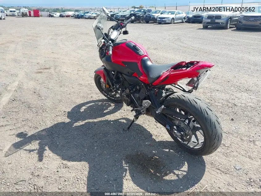 2017 Yamaha Fz07A VIN: JYARM20E1HA000562 Lot: 45673987