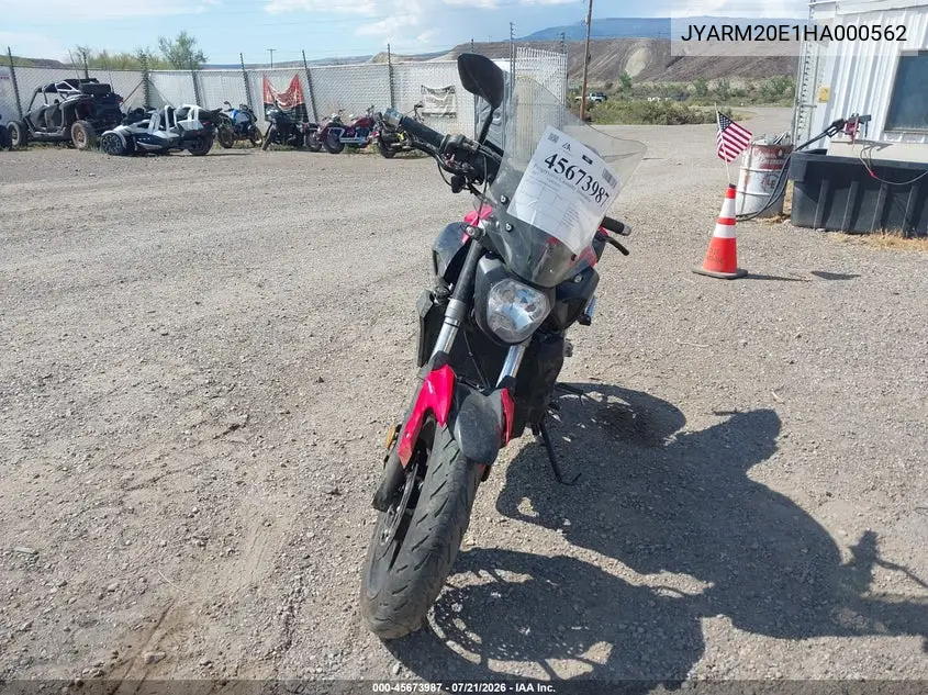 2017 Yamaha Fz07A VIN: JYARM20E1HA000562 Lot: 45673987