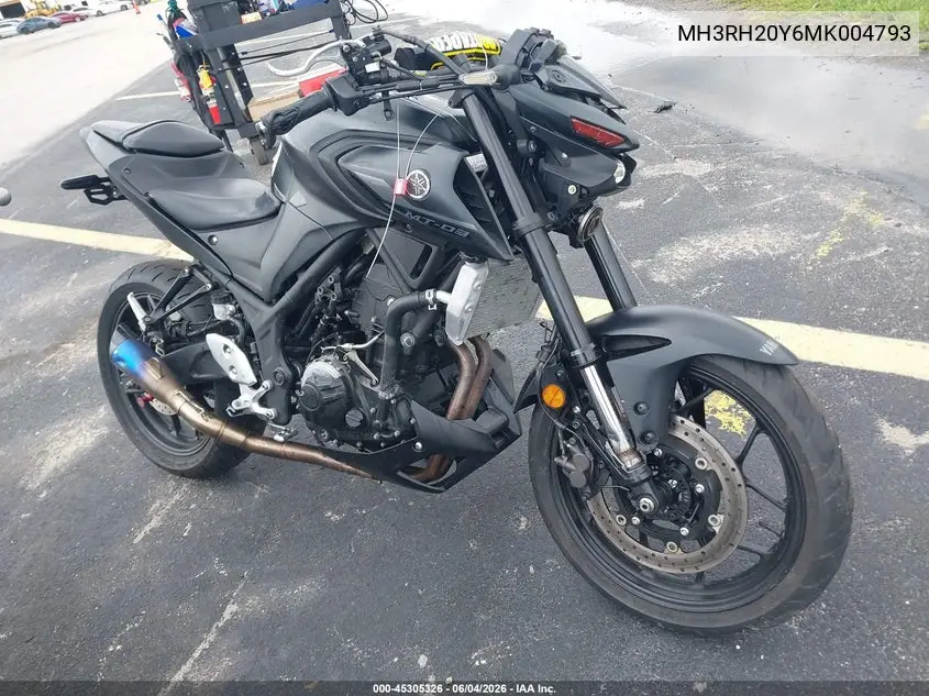 2021 Yamaha Mt-03 VIN: MH3RH20Y6MK004793 Lot: 45305326