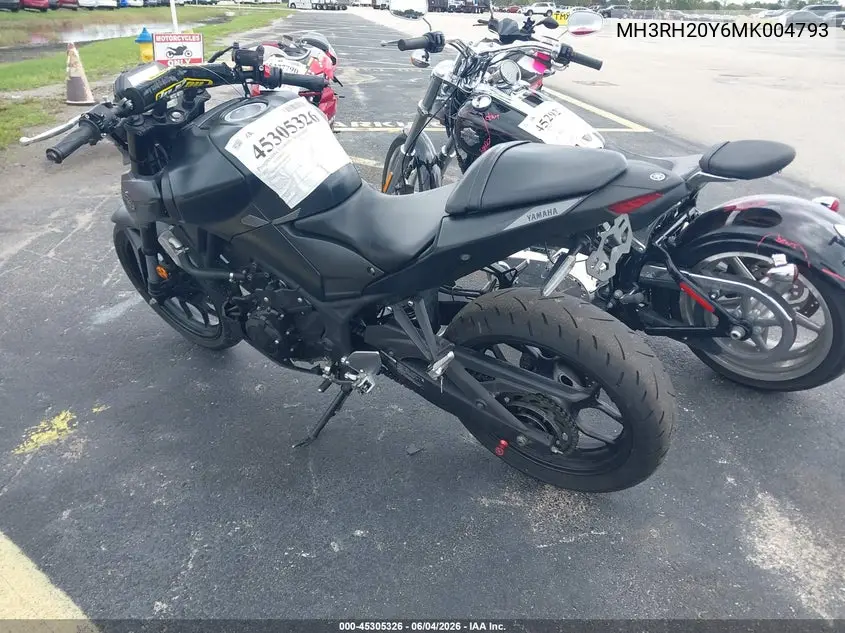 2021 Yamaha Mt-03 VIN: MH3RH20Y6MK004793 Lot: 45305326