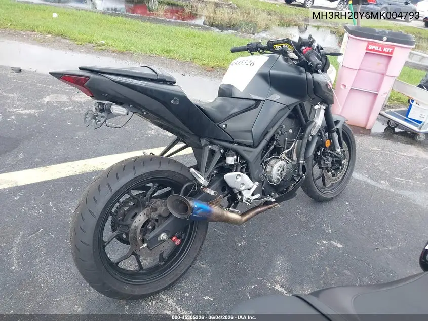 2021 Yamaha Mt-03 VIN: MH3RH20Y6MK004793 Lot: 45305326