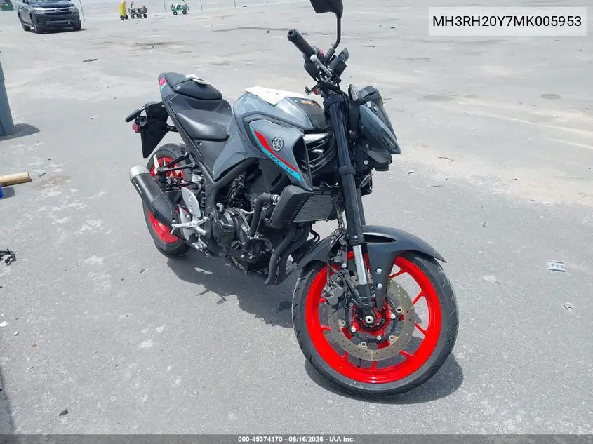 2021 Yamaha Mt-03 VIN: MH3RH20Y7MK005953 Lot: 45374170