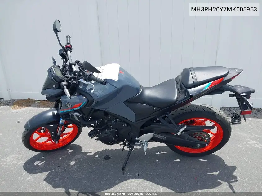 2021 Yamaha Mt-03 VIN: MH3RH20Y7MK005953 Lot: 45374170