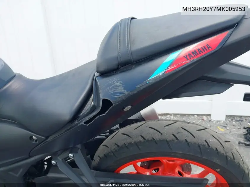 2021 Yamaha Mt-03 VIN: MH3RH20Y7MK005953 Lot: 45374170