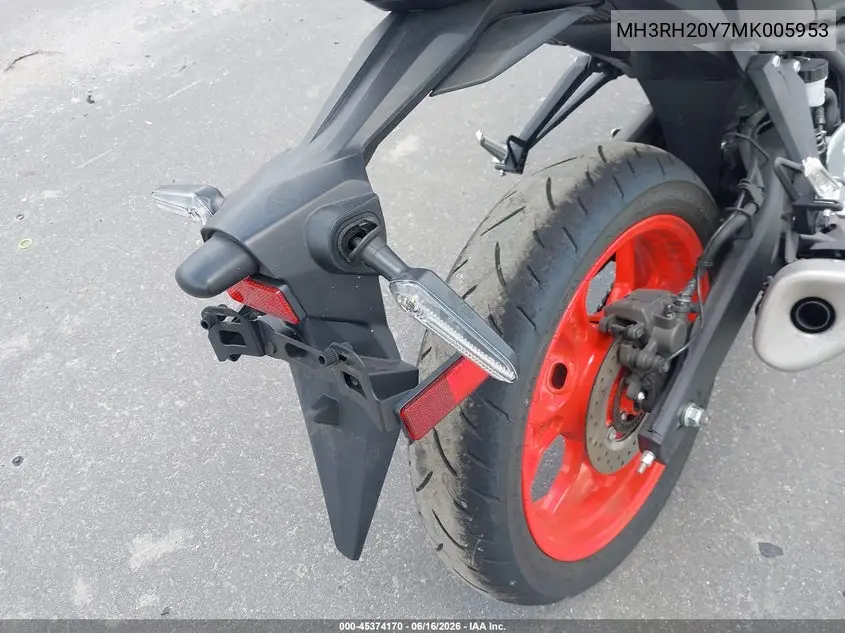 2021 Yamaha Mt-03 VIN: MH3RH20Y7MK005953 Lot: 45374170
