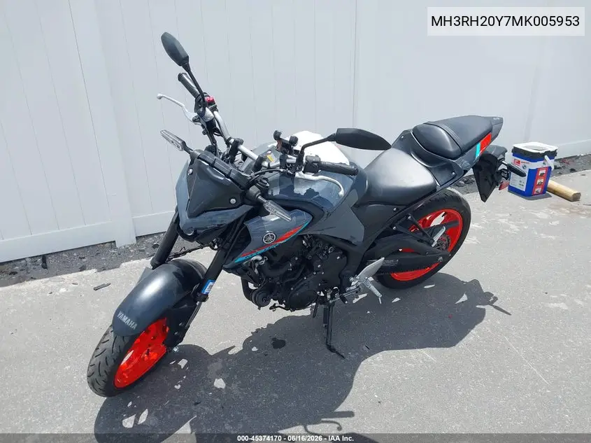 2021 Yamaha Mt-03 VIN: MH3RH20Y7MK005953 Lot: 45374170