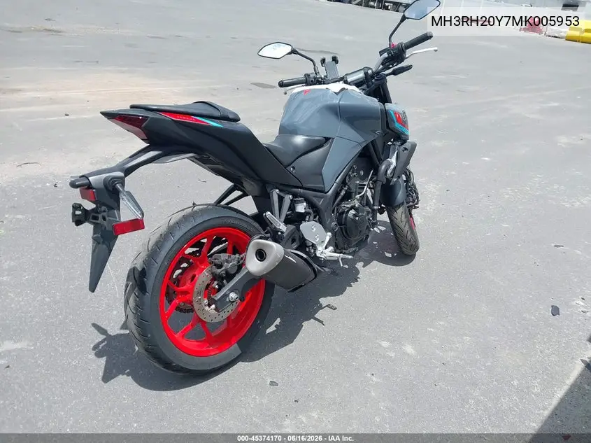 2021 Yamaha Mt-03 VIN: MH3RH20Y7MK005953 Lot: 45374170
