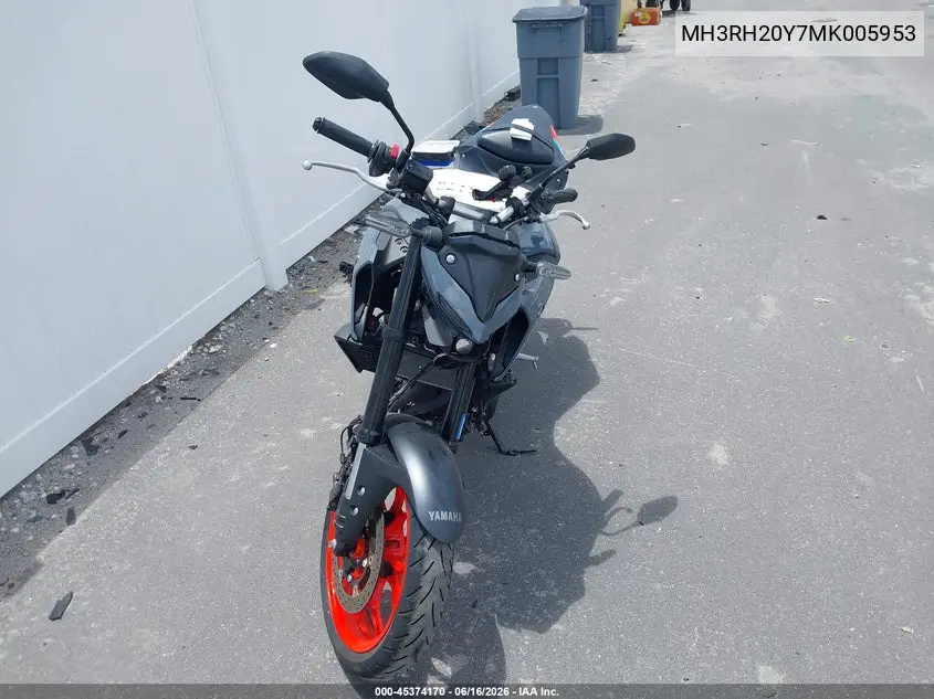 2021 Yamaha Mt-03 VIN: MH3RH20Y7MK005953 Lot: 45374170