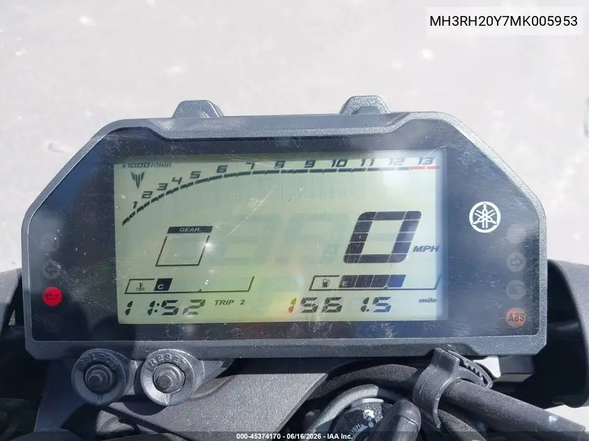 2021 Yamaha Mt-03 VIN: MH3RH20Y7MK005953 Lot: 45374170