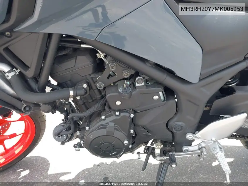 2021 Yamaha Mt-03 VIN: MH3RH20Y7MK005953 Lot: 45374170