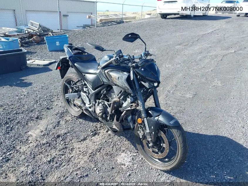 2022 Yamaha Mt-03 VIN: MH3RH20Y7NK008000 Lot: 43439297