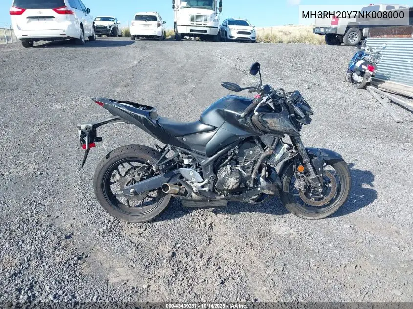 2022 Yamaha Mt-03 VIN: MH3RH20Y7NK008000 Lot: 43439297