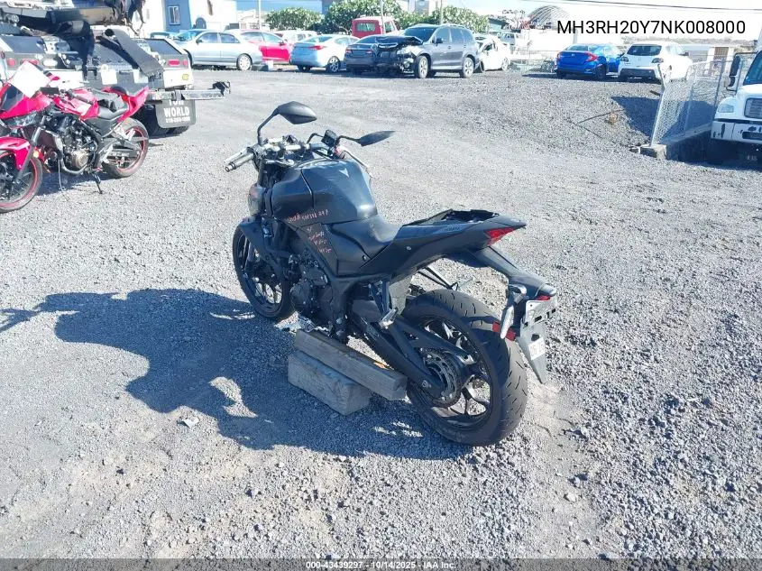 2022 Yamaha Mt-03 VIN: MH3RH20Y7NK008000 Lot: 43439297