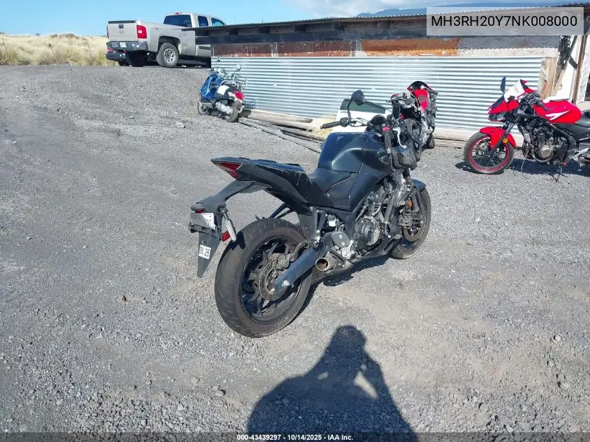 2022 Yamaha Mt-03 VIN: MH3RH20Y7NK008000 Lot: 43439297