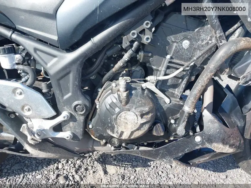 2022 Yamaha Mt-03 VIN: MH3RH20Y7NK008000 Lot: 43439297