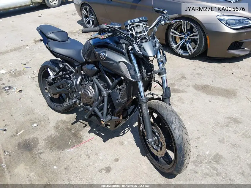 2019 Yamaha Mt07 VIN: JYARM27E1KA005676 Lot: 45088188