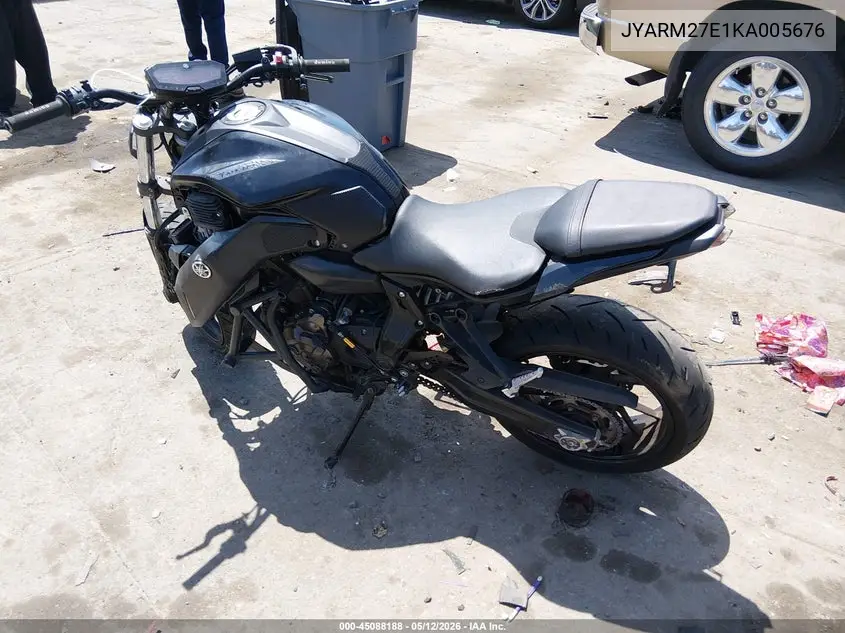 2019 Yamaha Mt07 VIN: JYARM27E1KA005676 Lot: 45088188