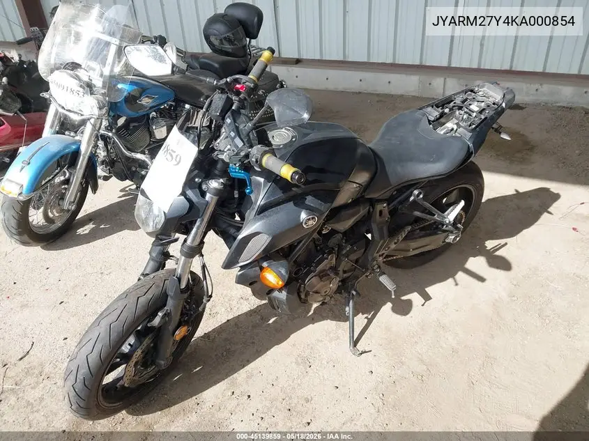 2019 Yamaha Mt07 C VIN: JYARM27Y4KA000854 Lot: 45139859
