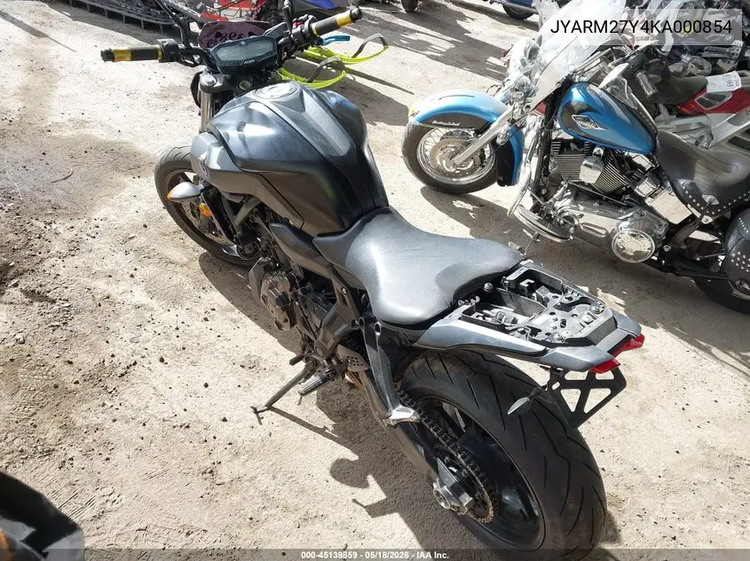 2019 Yamaha Mt07 C VIN: JYARM27Y4KA000854 Lot: 45139859