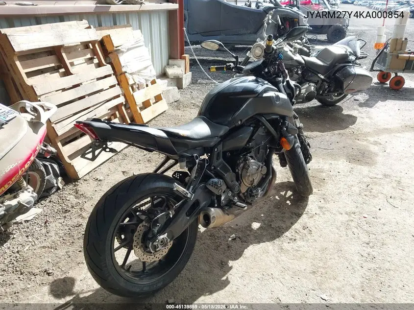 2019 Yamaha Mt07 C VIN: JYARM27Y4KA000854 Lot: 45139859