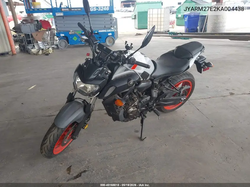 2019 Yamaha Mt07 VIN: JYARM27E2KA004438 Lot: 45168818