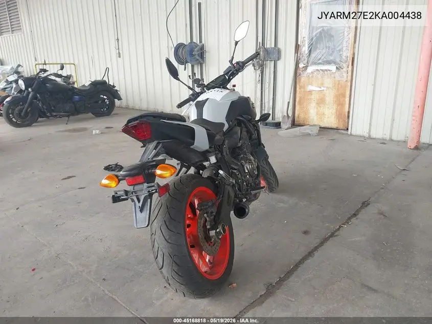 2019 Yamaha Mt07 VIN: JYARM27E2KA004438 Lot: 45168818