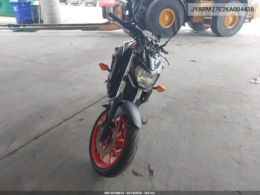 2019 Yamaha Mt07 VIN: JYARM27E2KA004438 Lot: 45168818