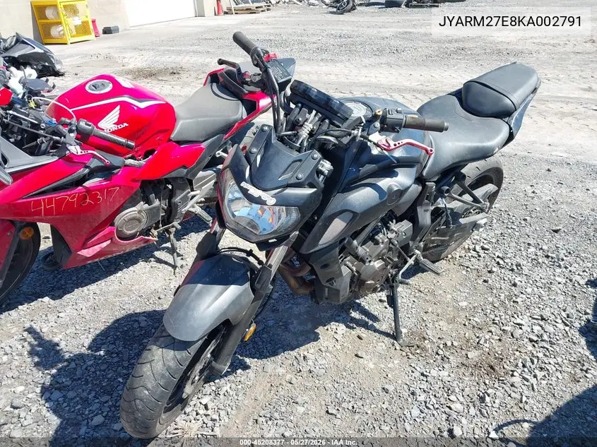 2019 Yamaha Mt07 VIN: JYARM27E8KA002791 Lot: 45208377