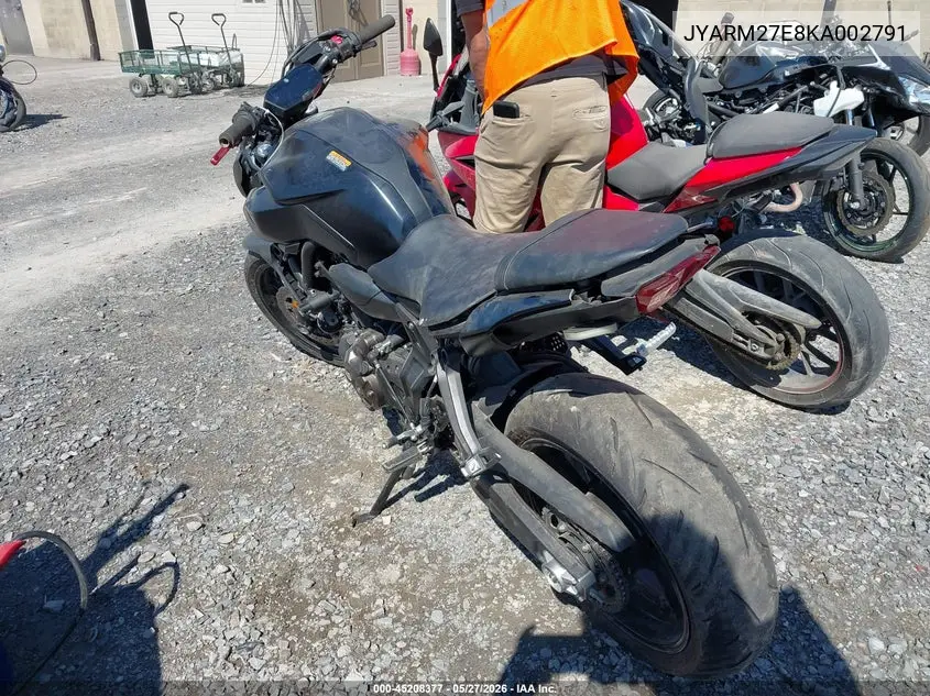 2019 Yamaha Mt07 VIN: JYARM27E8KA002791 Lot: 45208377