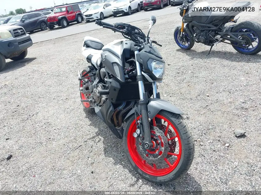 2019 Yamaha Mt07 VIN: JYARM27E9KA004128 Lot: 45283725
