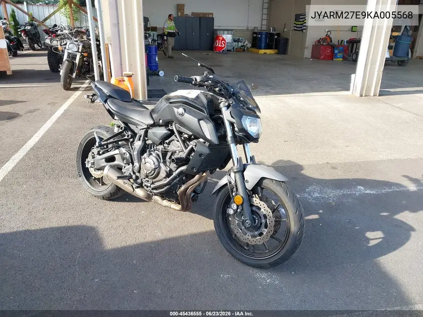 2019 Yamaha Mt07 VIN: JYARM27E9KA005568 Lot: 45436555