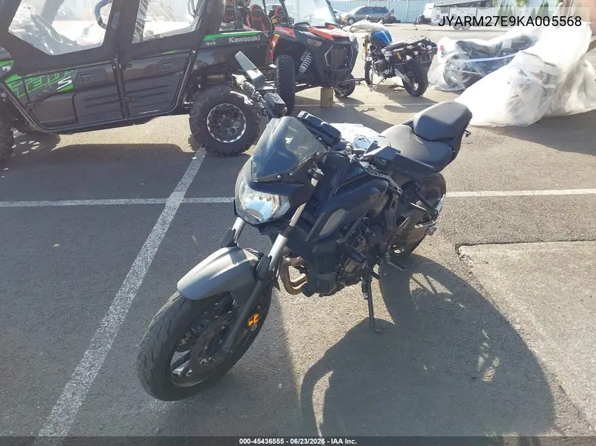 2019 Yamaha Mt07 VIN: JYARM27E9KA005568 Lot: 45436555