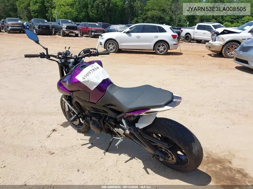 2020 Yamaha Mt09 VIN: JYARN53E3LA008505 Lot: 45092834
