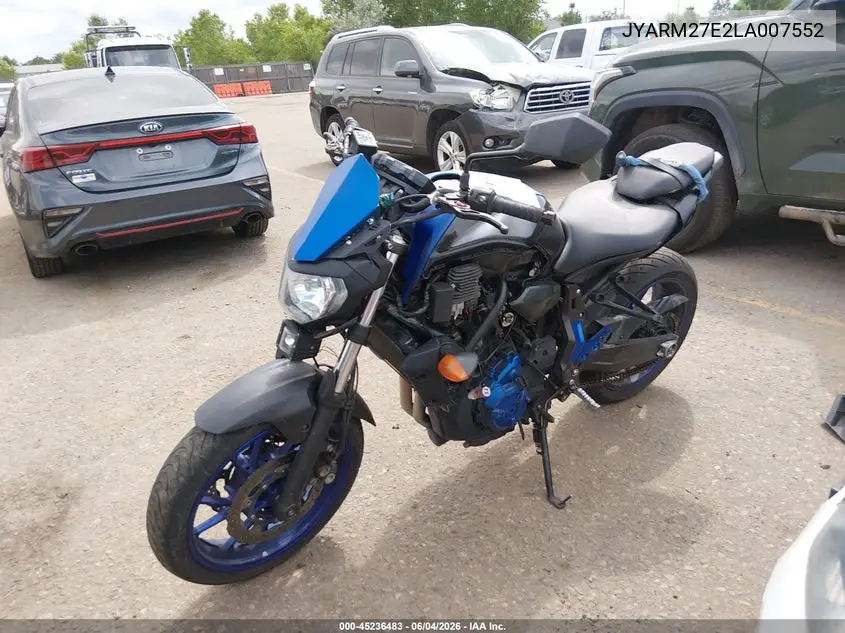 2020 Yamaha Mt07 VIN: JYARM27E2LA007552 Lot: 45236483