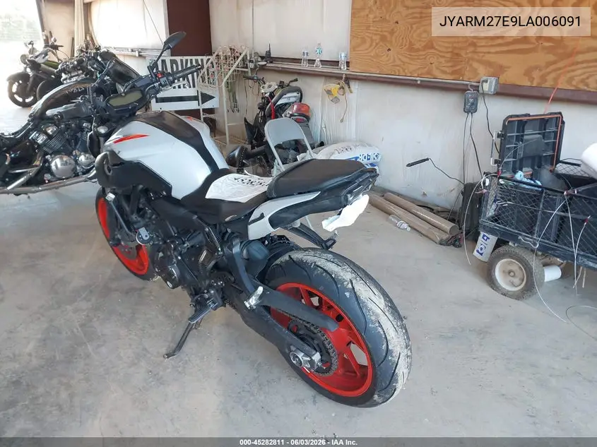 2020 Yamaha Mt07 VIN: JYARM27E9LA006091 Lot: 45282811