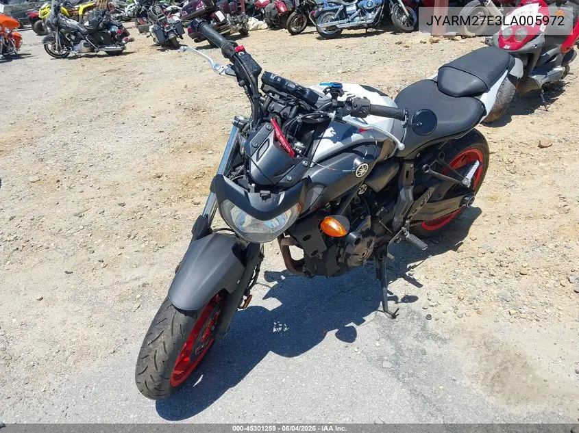 2020 Yamaha Mt07 VIN: JYARM27E3LA005972 Lot: 45301259
