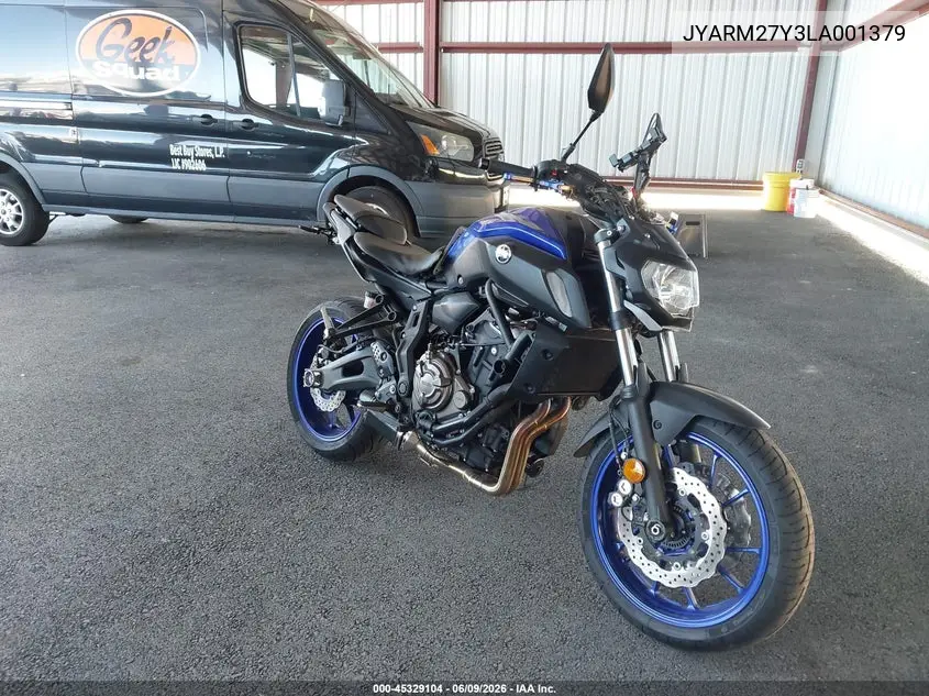 2020 Yamaha Mt07 C VIN: JYARM27Y3LA001379 Lot: 45329104