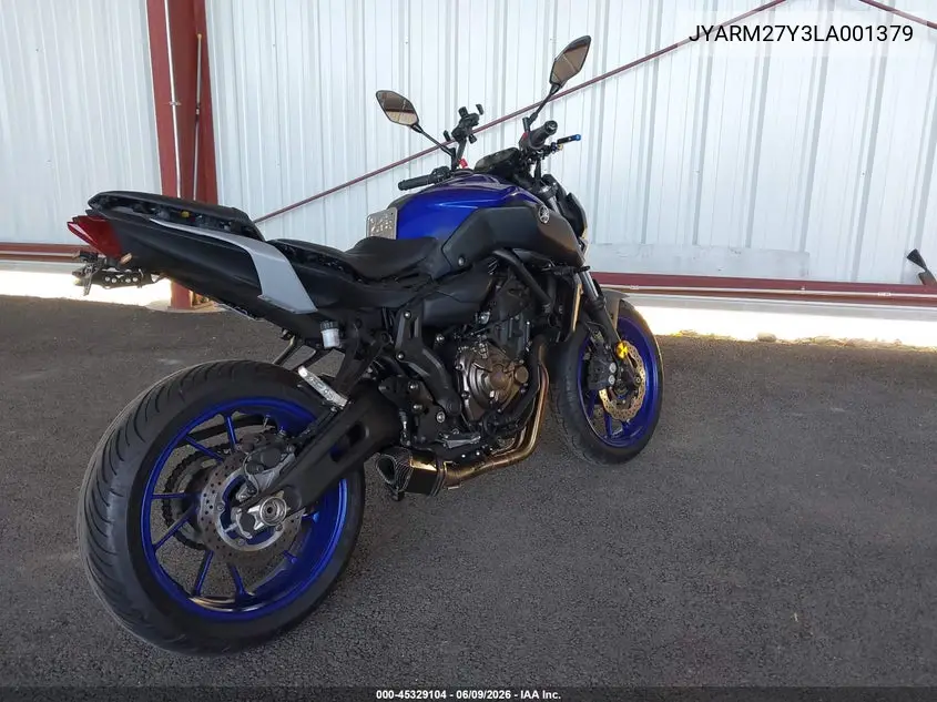 2020 Yamaha Mt07 C VIN: JYARM27Y3LA001379 Lot: 45329104