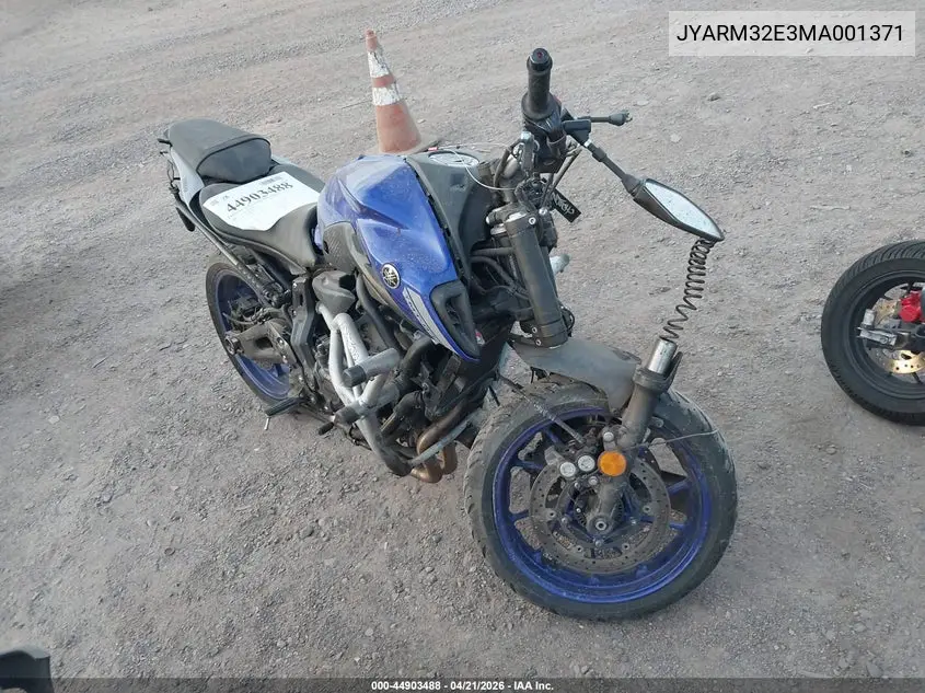 2021 Yamaha Mt07 VIN: JYARM32E3MA001371 Lot: 44903488