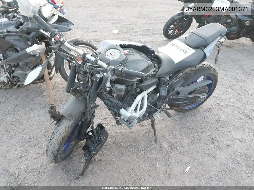 2021 Yamaha Mt07 VIN: JYARM32E3MA001371 Lot: 44903488