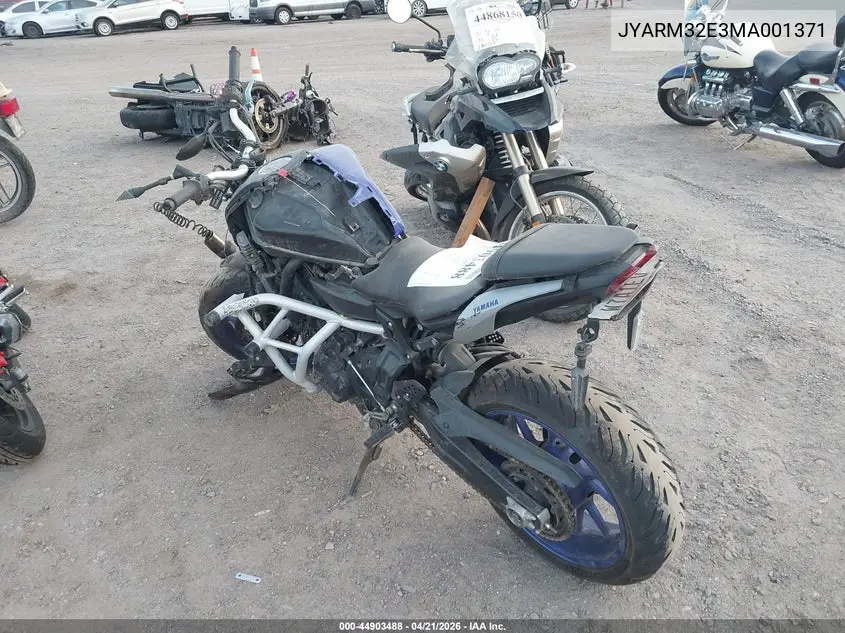 2021 Yamaha Mt07 VIN: JYARM32E3MA001371 Lot: 44903488