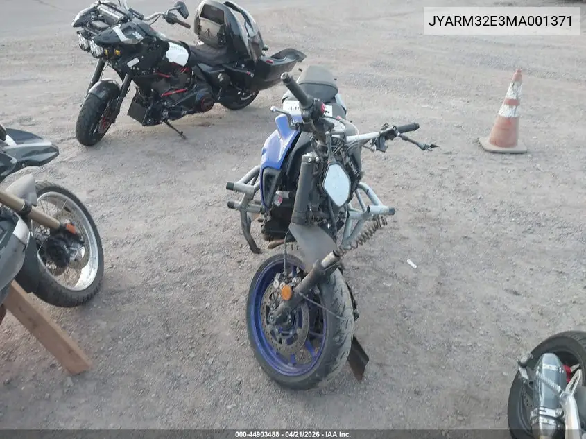 2021 Yamaha Mt07 VIN: JYARM32E3MA001371 Lot: 44903488