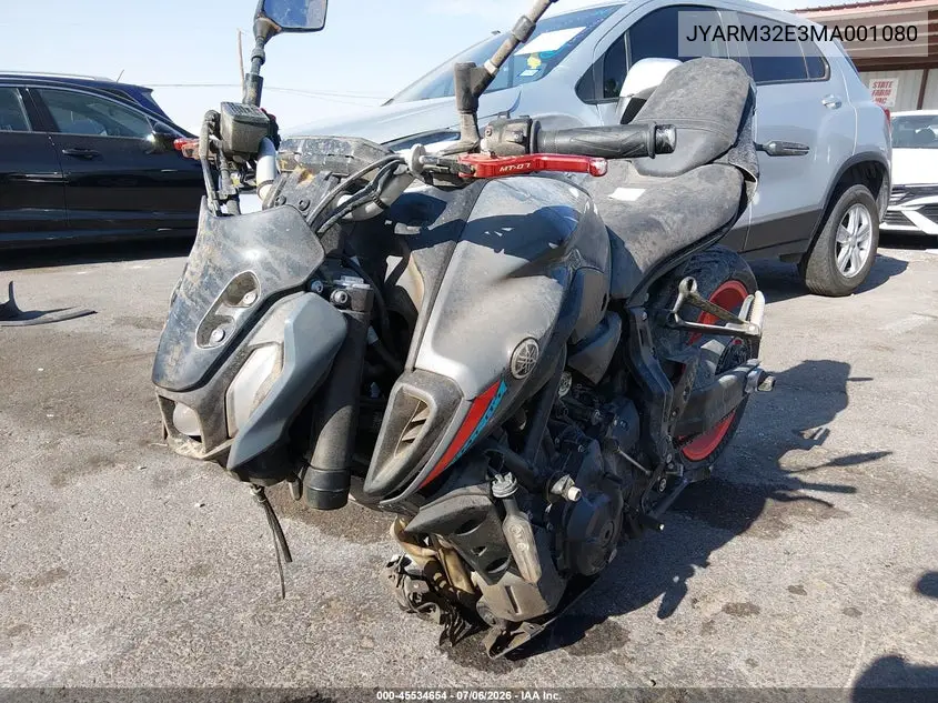 2021 Yamaha Mt07 VIN: JYARM32E3MA001080 Lot: 45534654