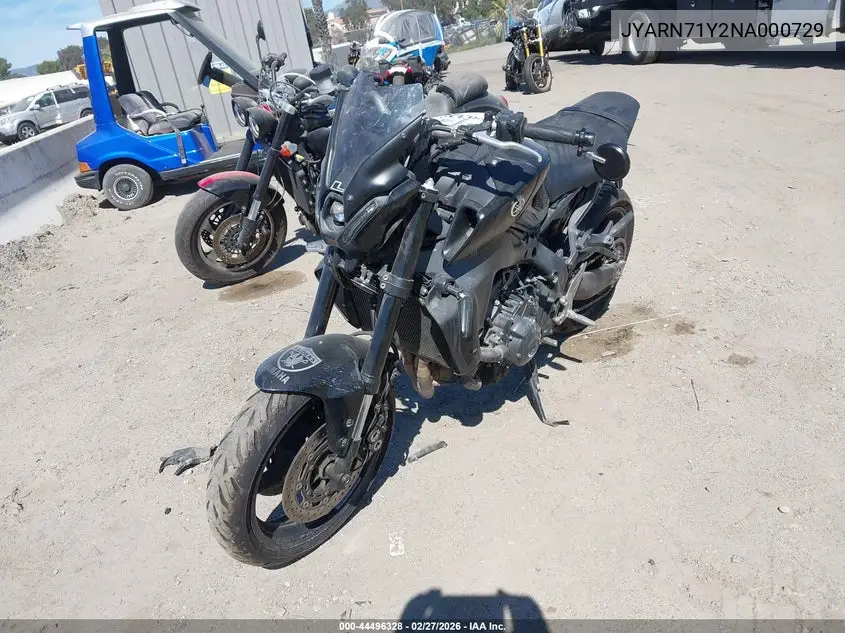 2022 Yamaha Mt09 C VIN: JYARN71Y2NA000729 Lot: 44496328