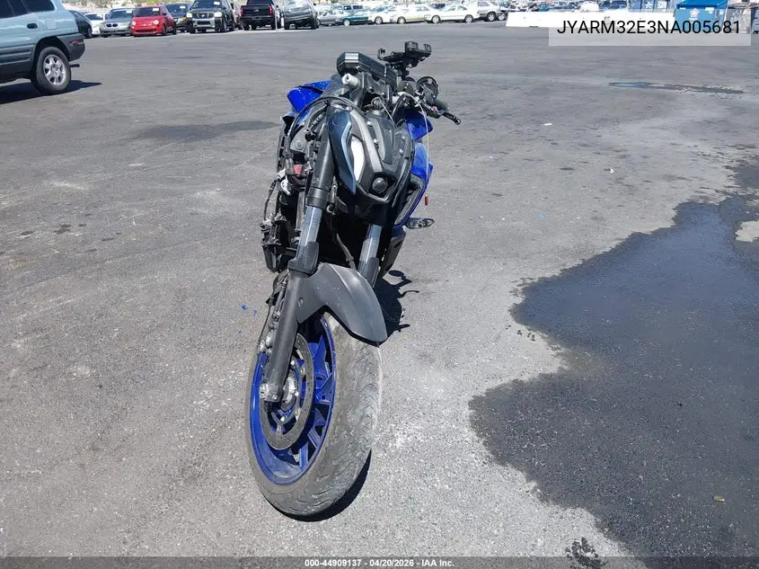 2022 Yamaha Mt07 VIN: JYARM32E3NA005681 Lot: 44909137